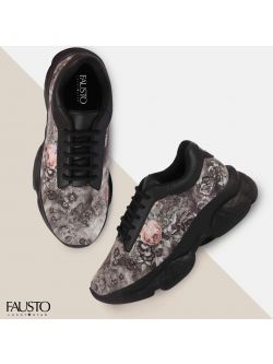 FAUSTO Women's Black Sport & Outdoor Lace Up Running Shoes