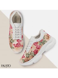 FAUSTO Women's White Sport & Outdoor Lace Up Running Shoes