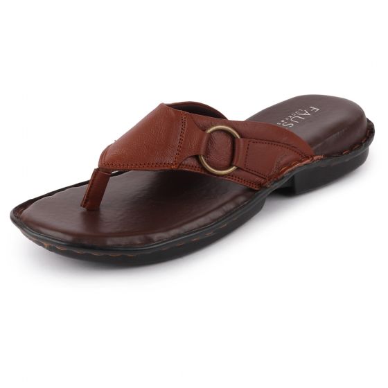 tan leatherette slip on slipper